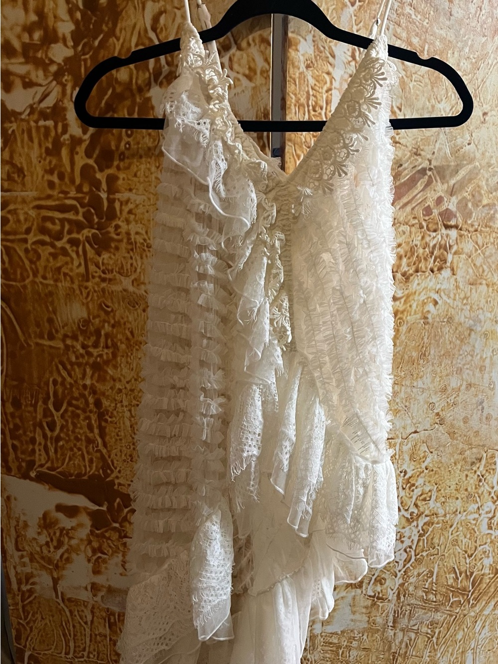 Delicate Ivory Lace & Ruffle Camisole